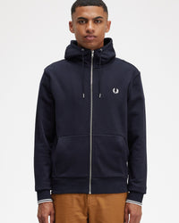Fred Perry Hooded Zip Through Sweatshirt - Navy | Fred Perry Sweaters & Knitwear | JEANSTORE