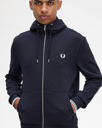 Fred Perry Hooded Zip Through Sweatshirt - Navy | Fred Perry Sweaters & Knitwear | JEANSTORE