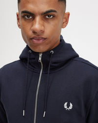 Fred Perry Hooded Zip Through Sweatshirt - Navy | Fred Perry Sweaters & Knitwear | JEANSTORE