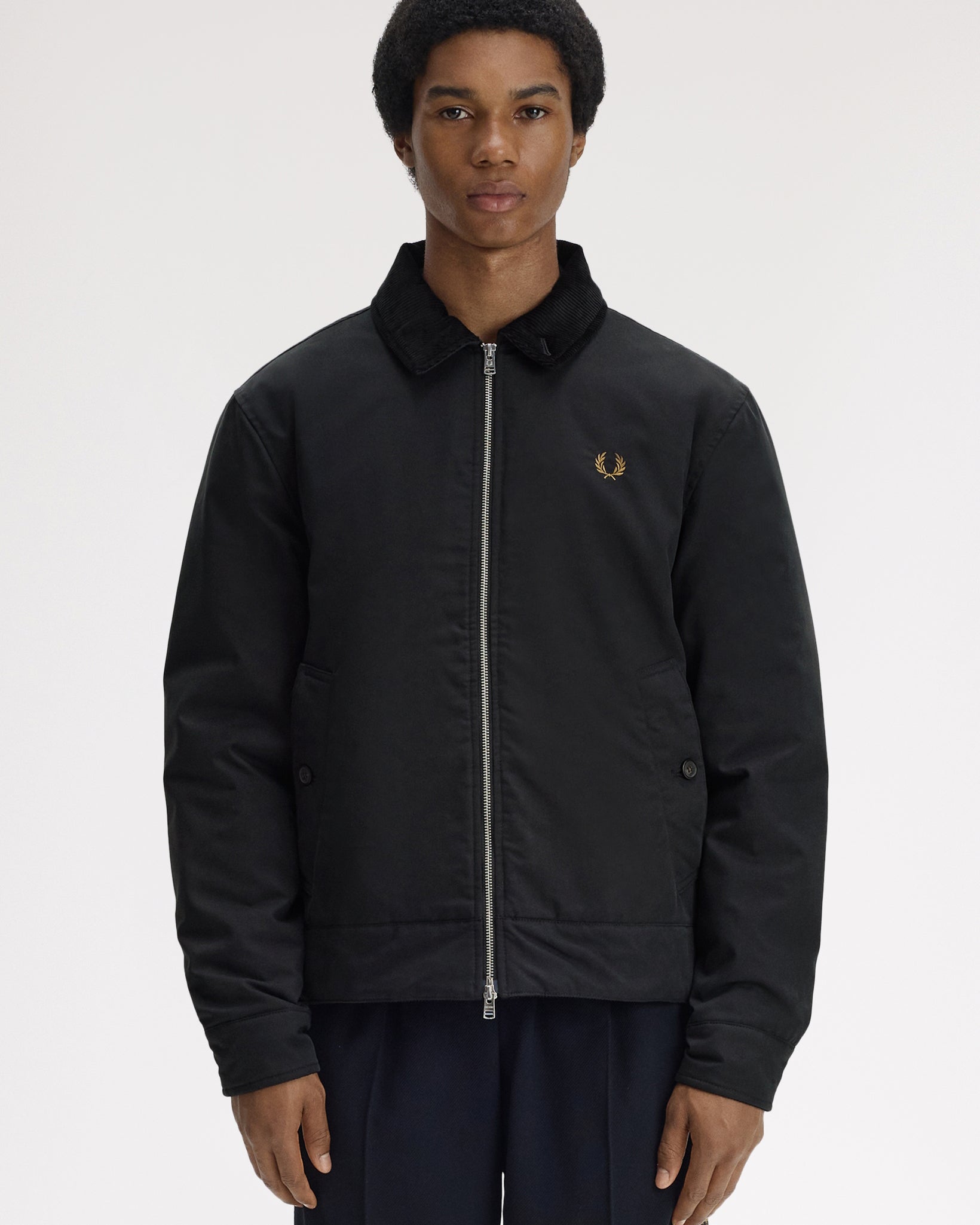 FRED PERRY　ブレッドペリー　 コットンキャバンジャケット ブラック S Fred Perry Cotton Caban Jacket - Black