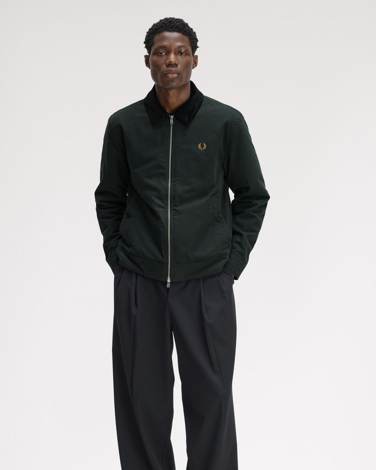 Fred Perry Cotton Caban Jacket - Night Green