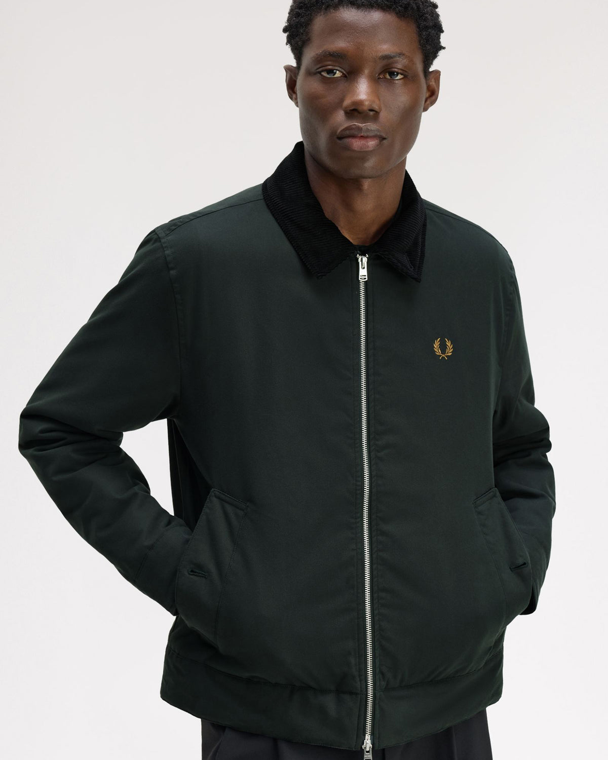 Fred Perry Cotton Caban Jacket - Night Green
