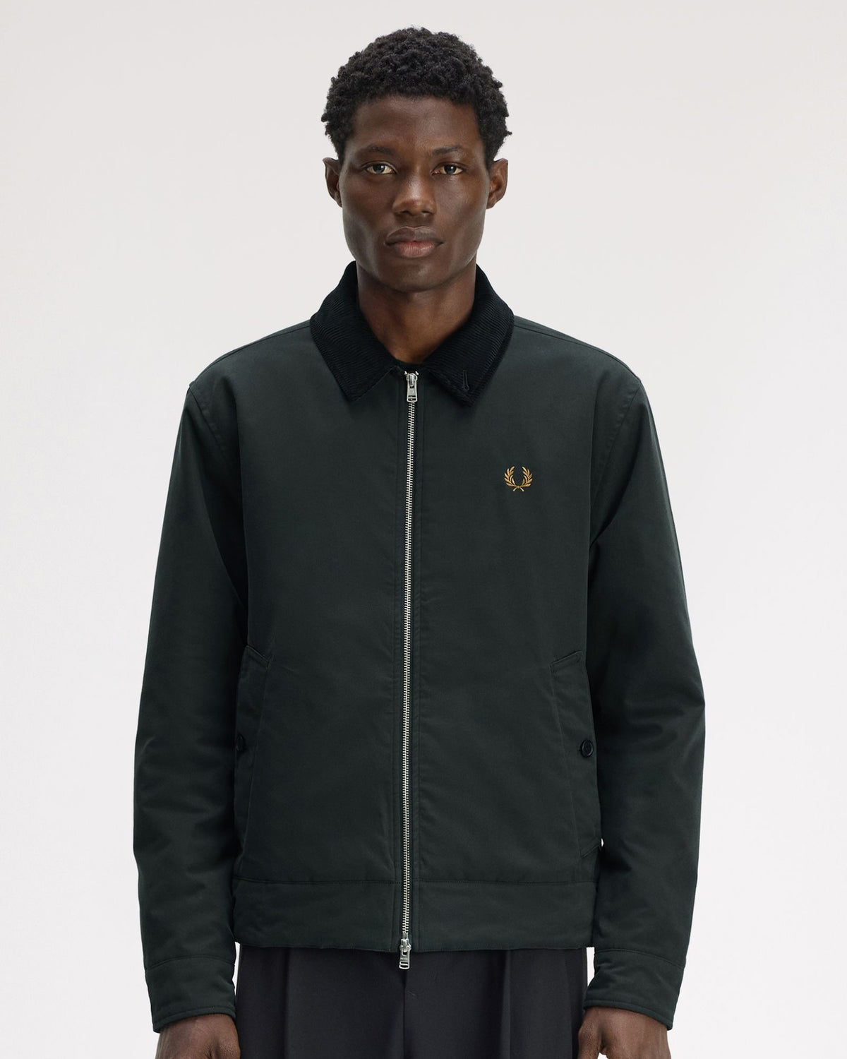 Fred Perry Cotton Caban Jacket - Night Green