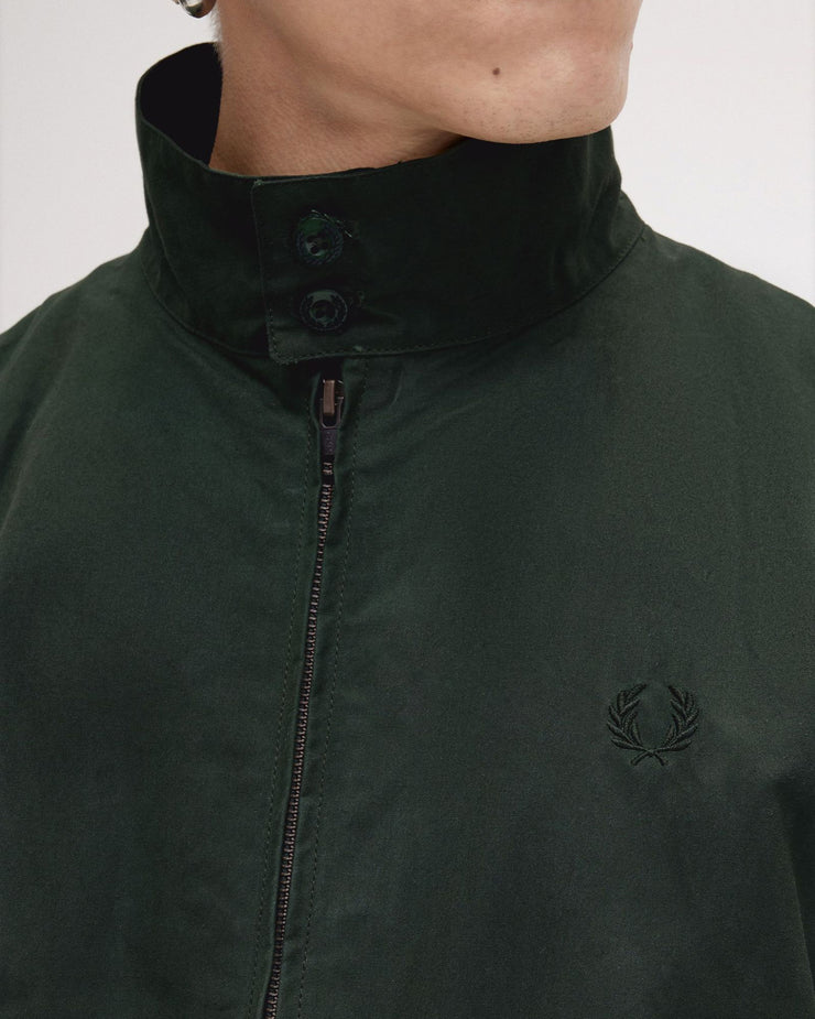 Fred Perry Made In England Waxed Harrington Jacket - Night Green | Fred Perry Jackets & Coats | JEANSTORE