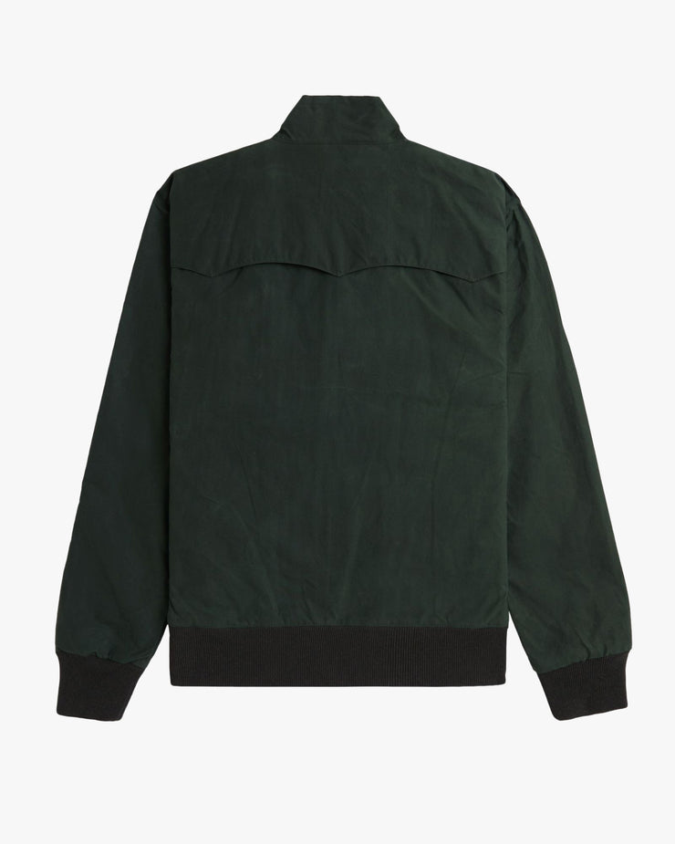 Fred Perry Made In England Waxed Harrington Jacket - Night Green | Fred Perry Jackets & Coats | JEANSTORE