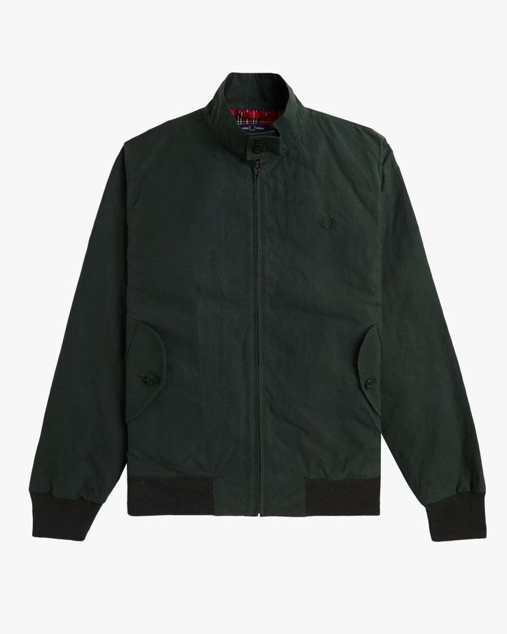 Fred Perry Made In England Waxed Harrington Jacket - Night Green | Fred Perry Jackets & Coats | JEANSTORE