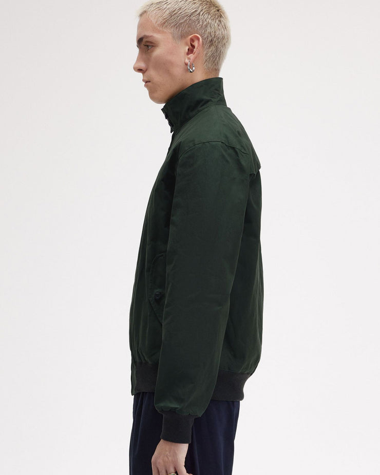 Fred Perry Made In England Waxed Harrington Jacket - Night Green | Fred Perry Jackets & Coats | JEANSTORE