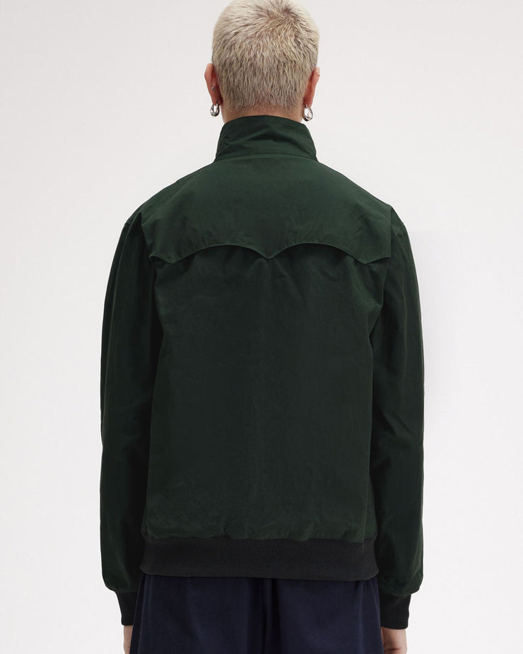 Fred Perry Made In England Waxed Harrington Jacket - Night Green | Fred Perry Jackets & Coats | JEANSTORE