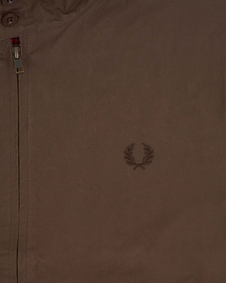 Fred Perry Made In England Waxed Harrington Jacket - Burnt Tobacco | Fred Perry Jackets & Coats | JEANSTORE