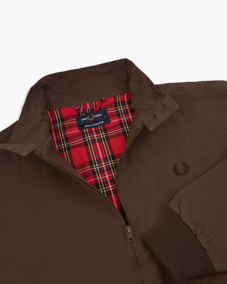 Fred Perry Made In England Waxed Harrington Jacket - Burnt Tobacco | Fred Perry Jackets & Coats | JEANSTORE