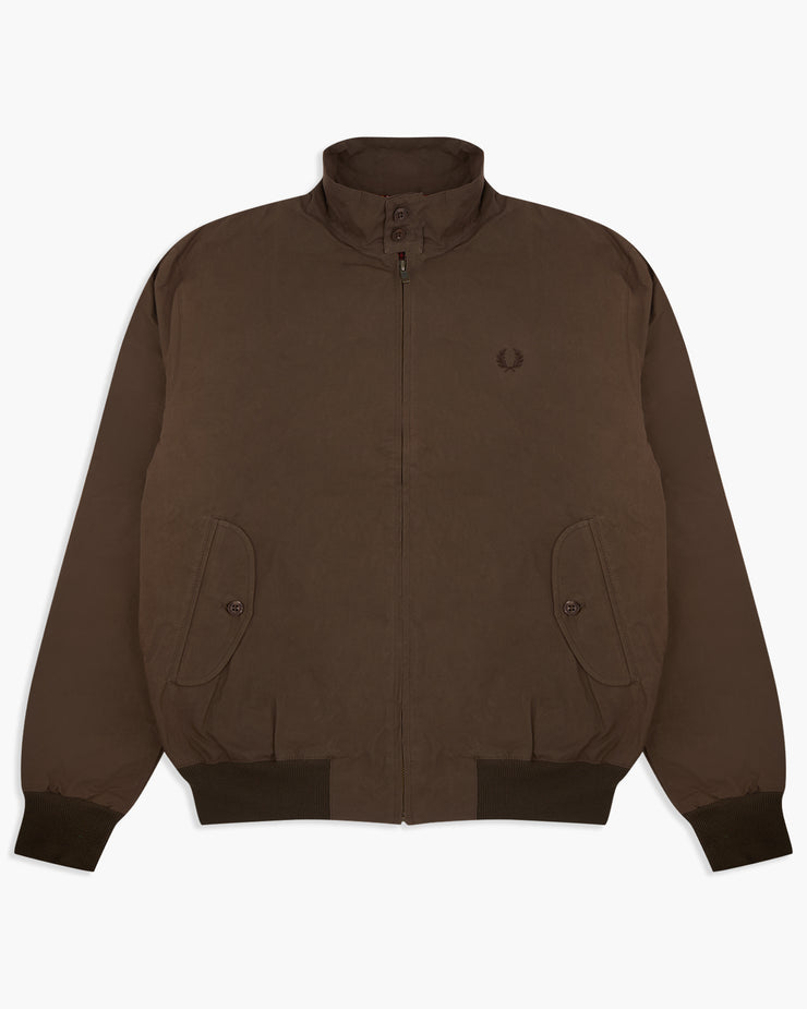 Fred Perry Made In England Waxed Harrington Jacket - Burnt Tobacco | Fred Perry Jackets & Coats | JEANSTORE