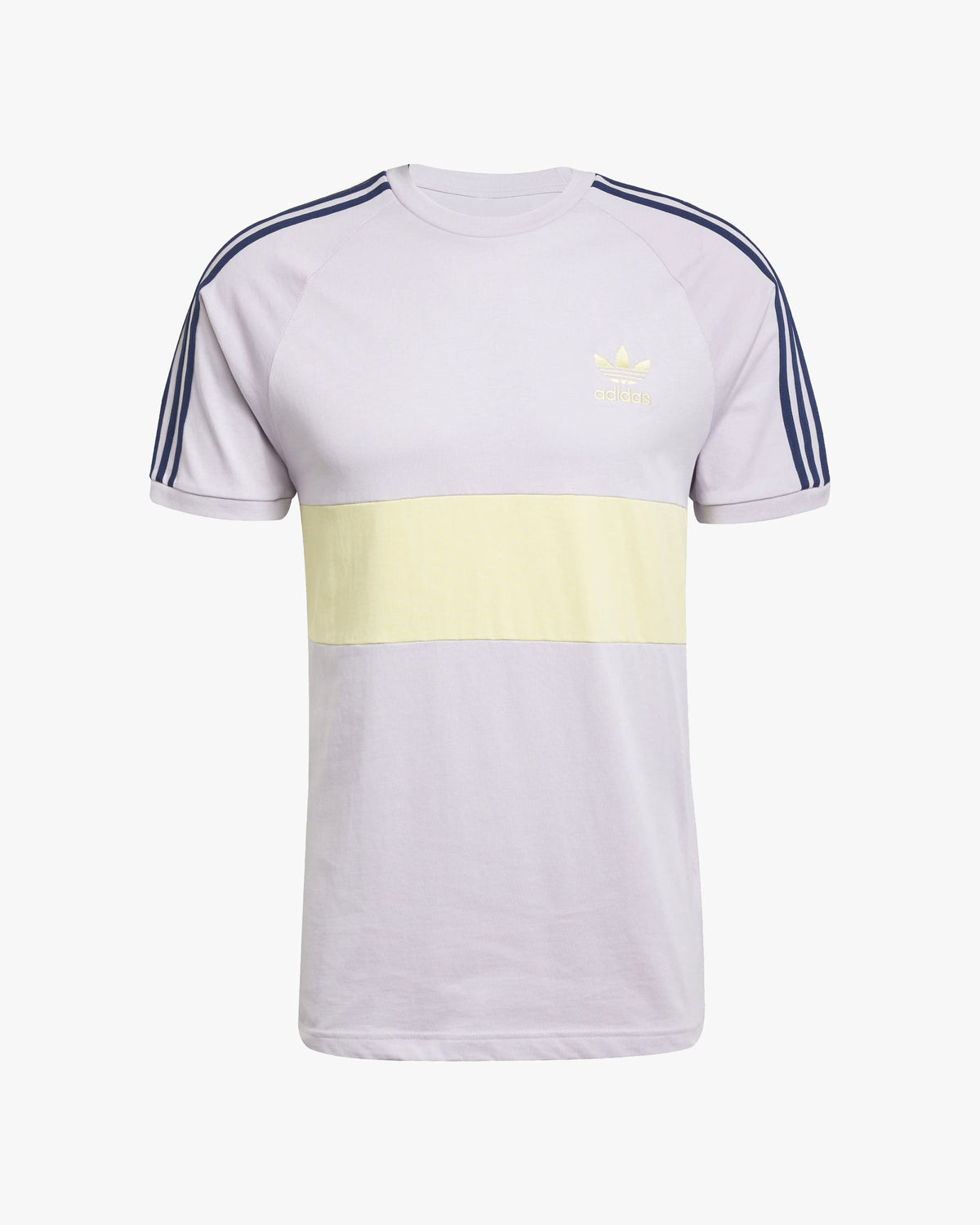 Adidas 3-Stripes Panel Tee - Silver Dawn / Powder Yellow | Adidas Originals T Shirts | JEANSTORE