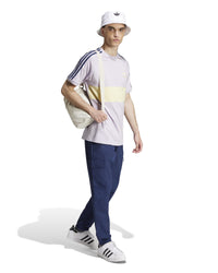 Adidas 3-Stripes Panel Tee - Silver Dawn / Powder Yellow | Adidas Originals T Shirts | JEANSTORE