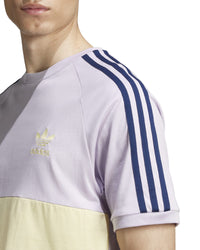 adidas 3 stripes panel t shirt grey yellow chest panel and shoulder stripes detail