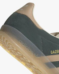 adidas gazelle indoor gum sole and heel detail at an angle