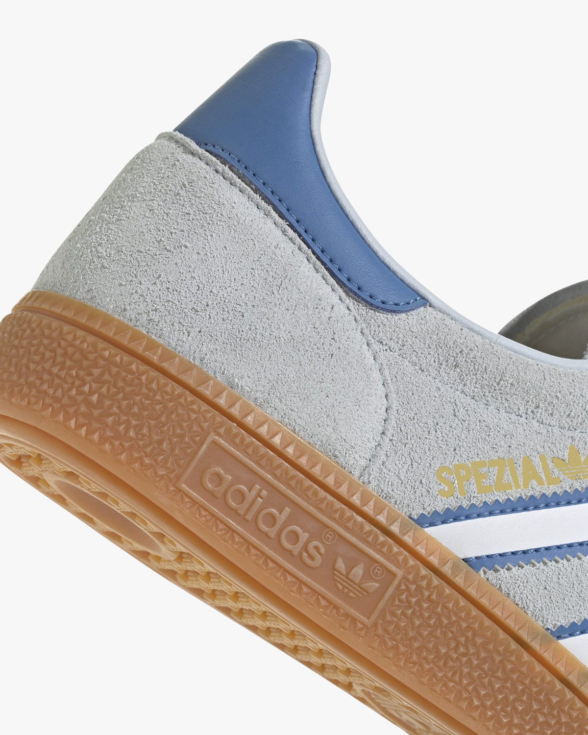 adidas handball spezial gum sole and suede upper detail at an angl