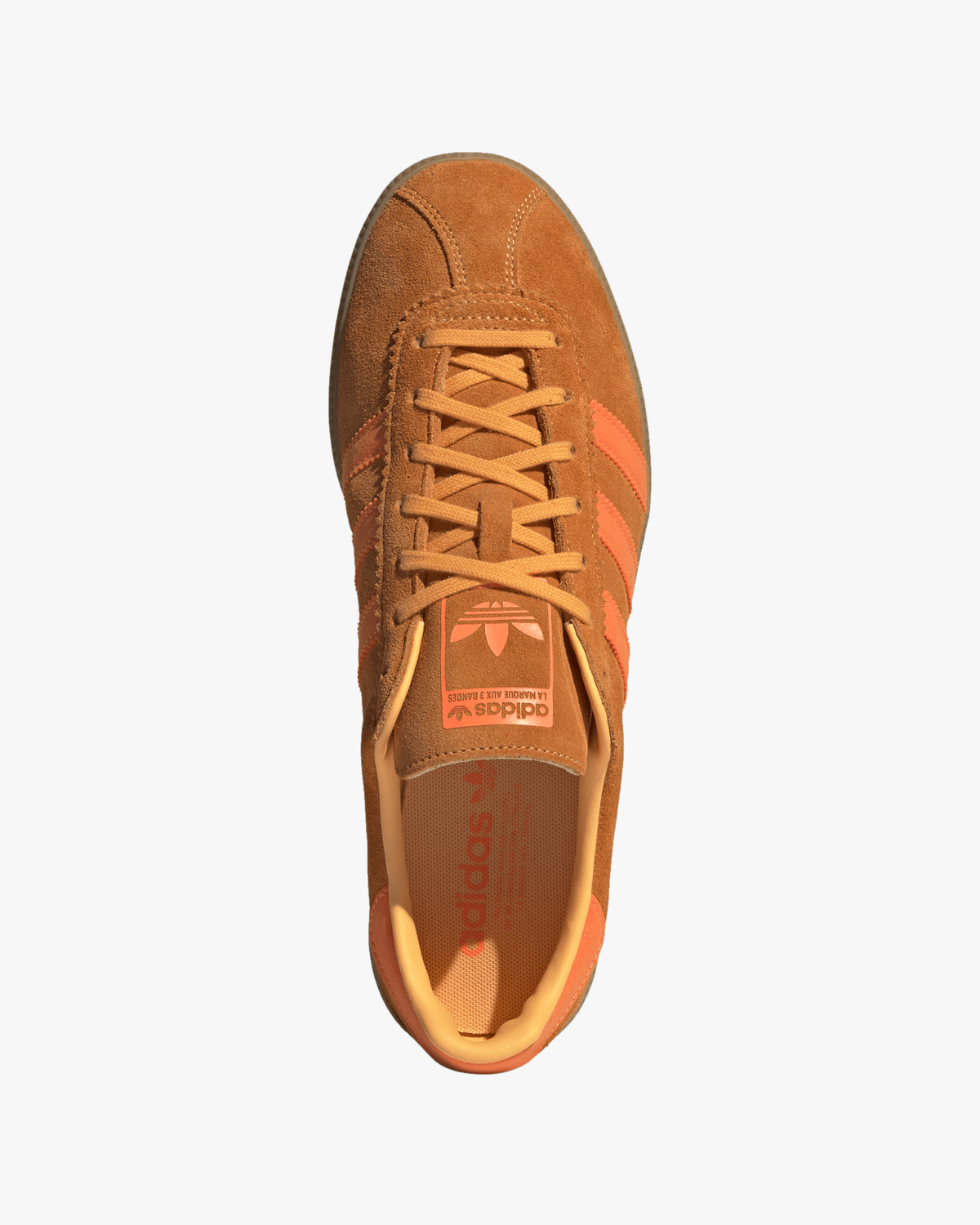 adidas brmd trainers top view showing laces and suede upper