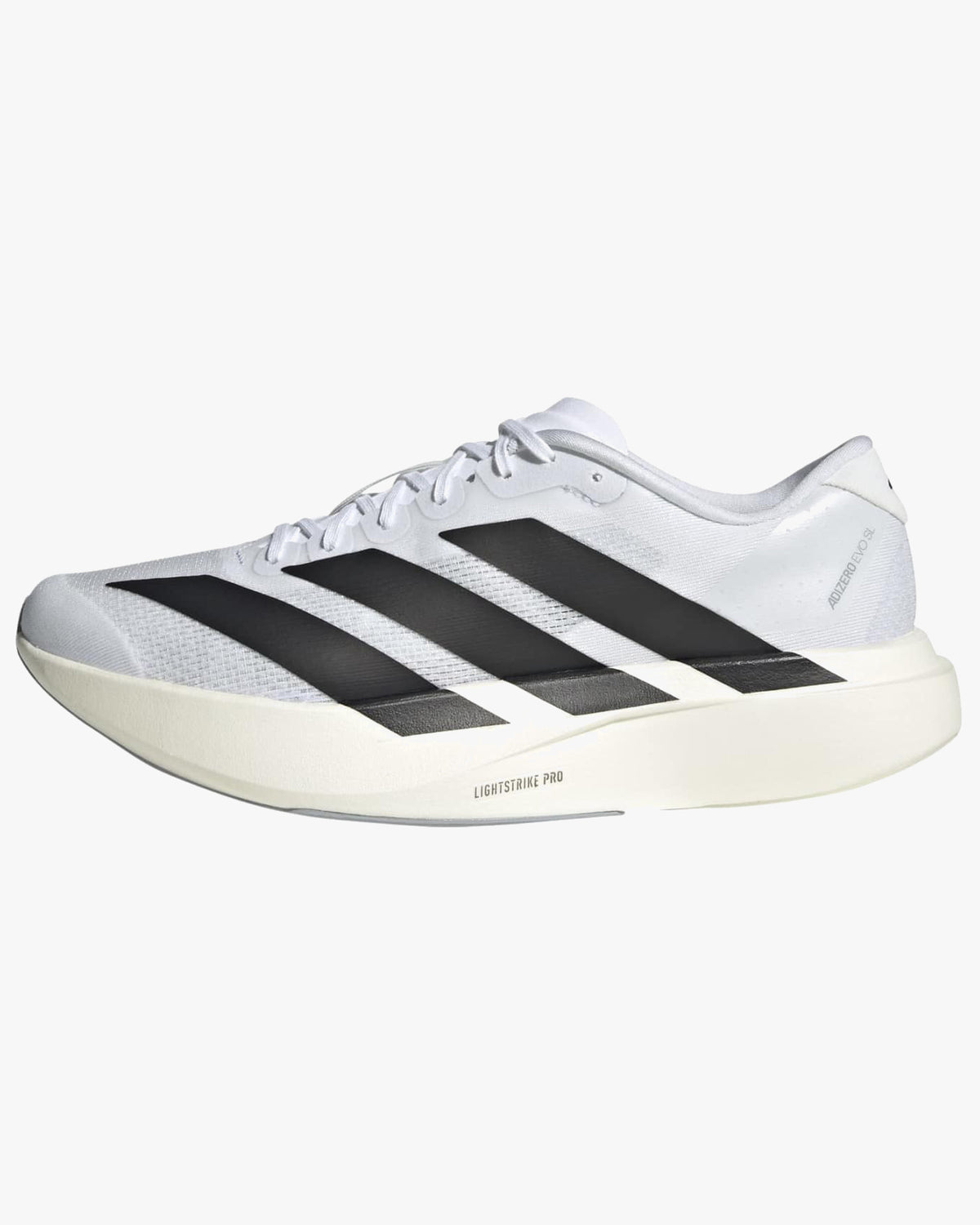 adidas adizero evo sl trainers white with black stripes from side