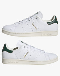 adidas stan smith trainers white and green pair viewed together