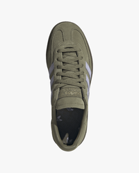 adidas handball spezial womens trainers olive suede upper top view showing lace detail