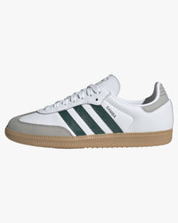 adidas samba og womens trainers white with green stripes and gum sole side view