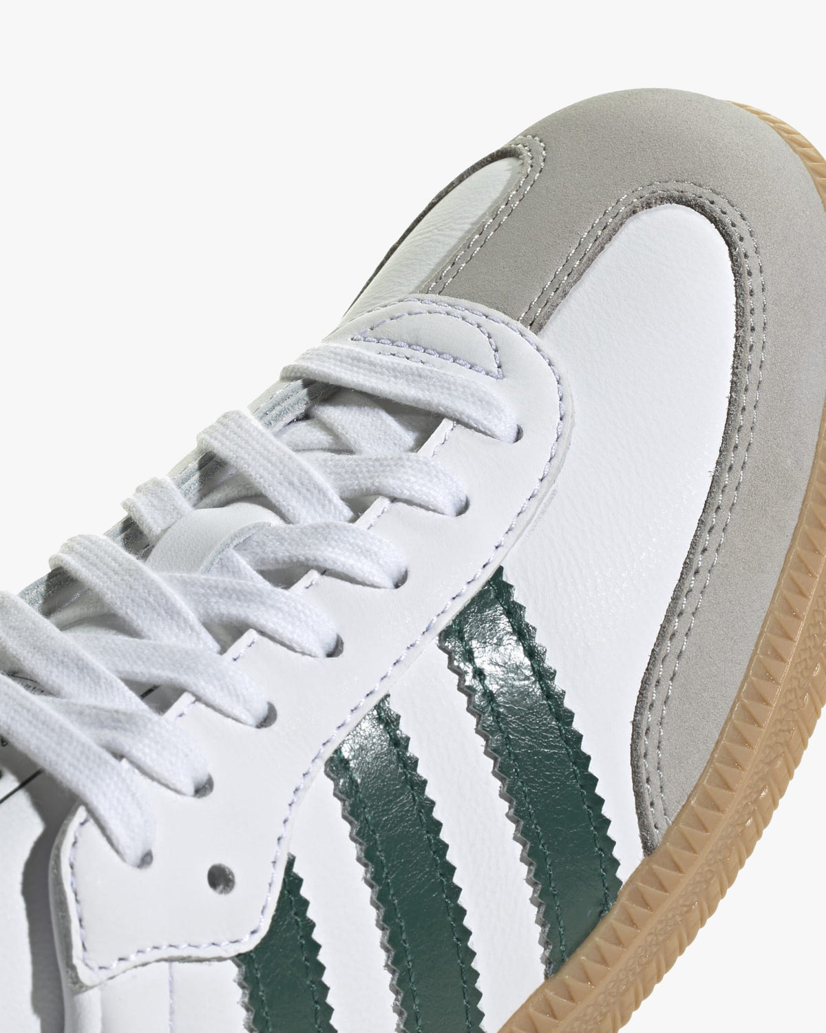 adidas samba og womens trainers white leather upper with green stripes top view