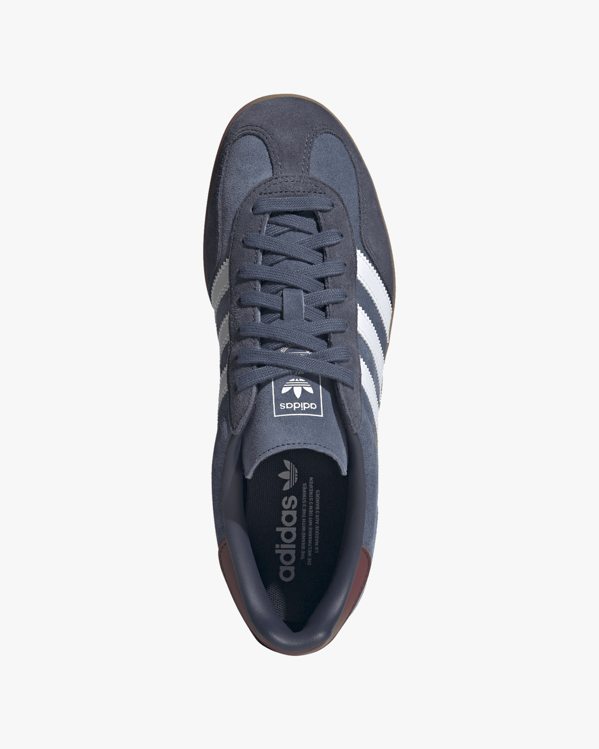 adidas gazelle indoor trainers top view showing laces and tongue