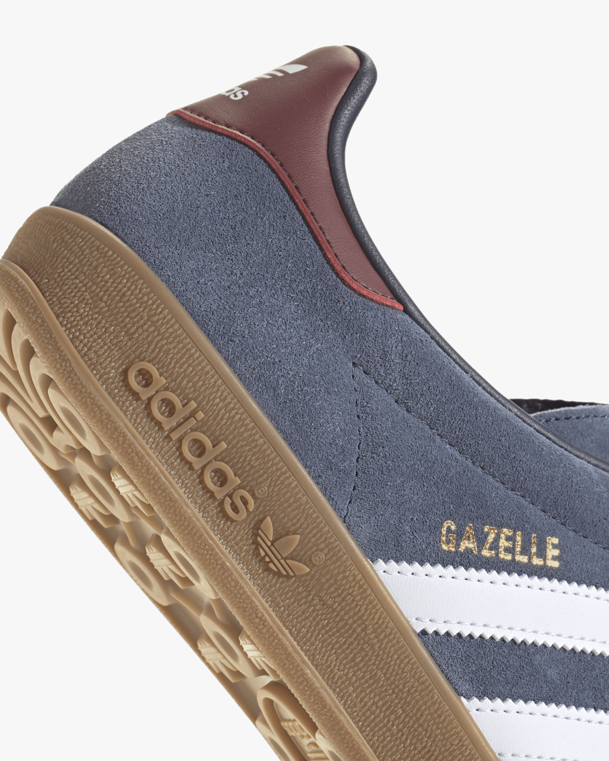adidas gazelle indoor trainers gum sole and heel detail at an angle
