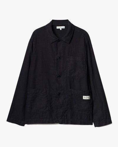 Merz b. Schwanen JKT05LI Workers Linen Jacket - Deep Black | Merz b. Schwanen Jackets & Coats | JEANSTORE