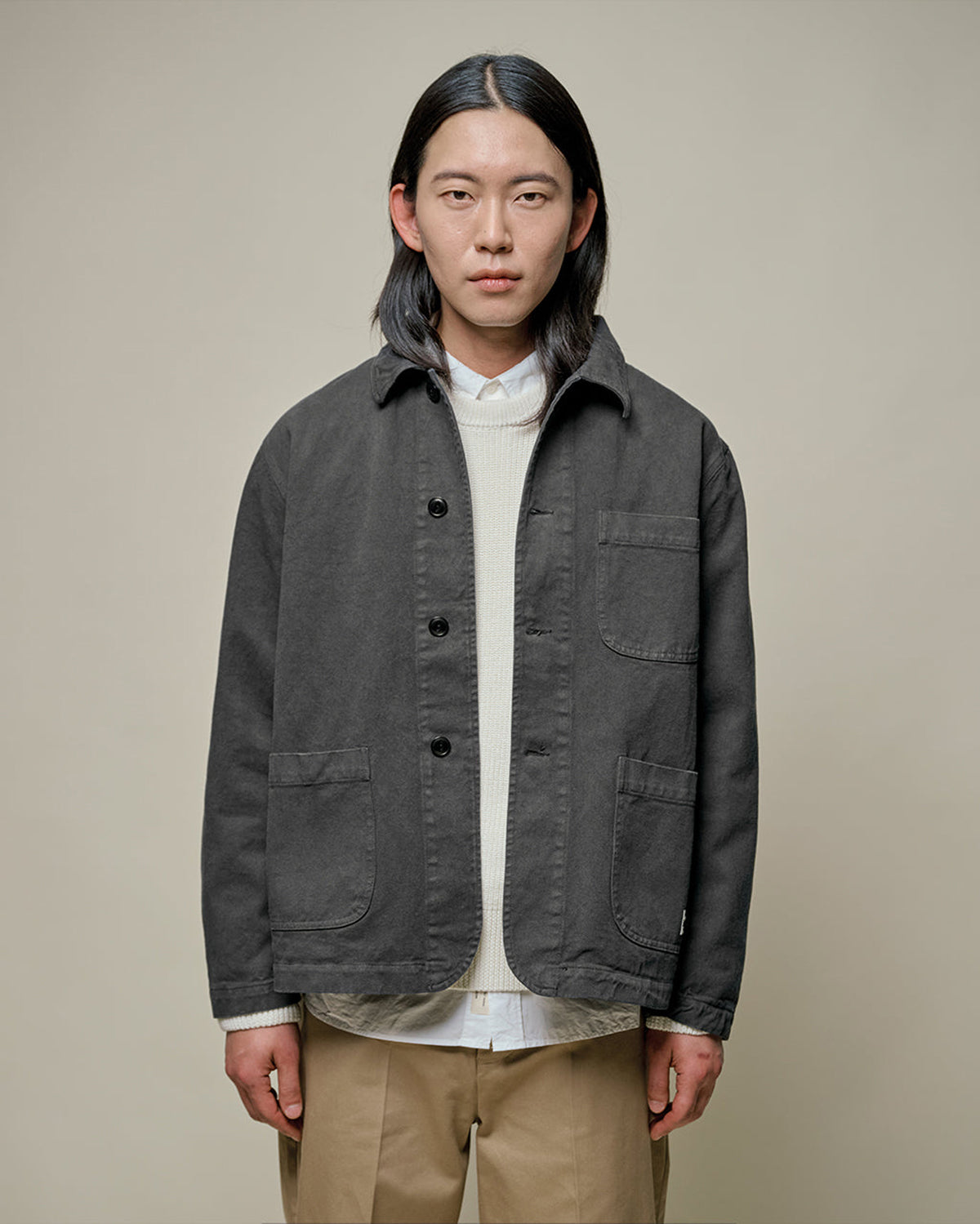 Merz b. Schwanen JKT05 Workers Cotton Twill Jacket - Charcoal
