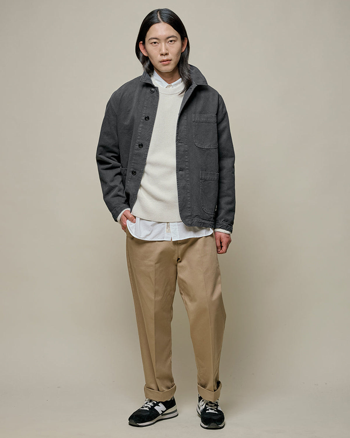 Merz b. Schwanen JKT05 Workers Cotton Twill Jacket - Charcoal
