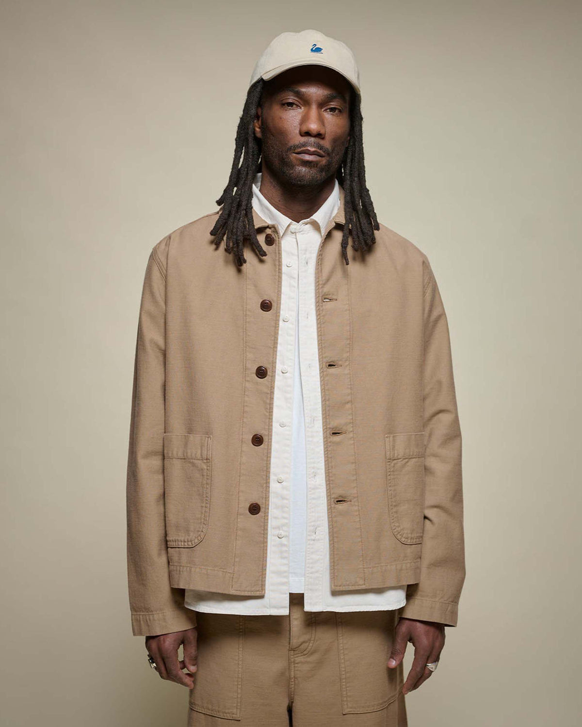 Merz b. Schwanen JKT08SC 9.7oz Cropped Workers Jacket - Dusted Khaki | Merz b. Schwanen Jackets & Coats | Jeanstore