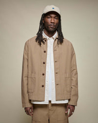 Merz b. Schwanen JKT08SC 9.7oz Cropped Workers Jacket - Dusted Khaki | Merz b. Schwanen Jackets & Coats | Jeanstore