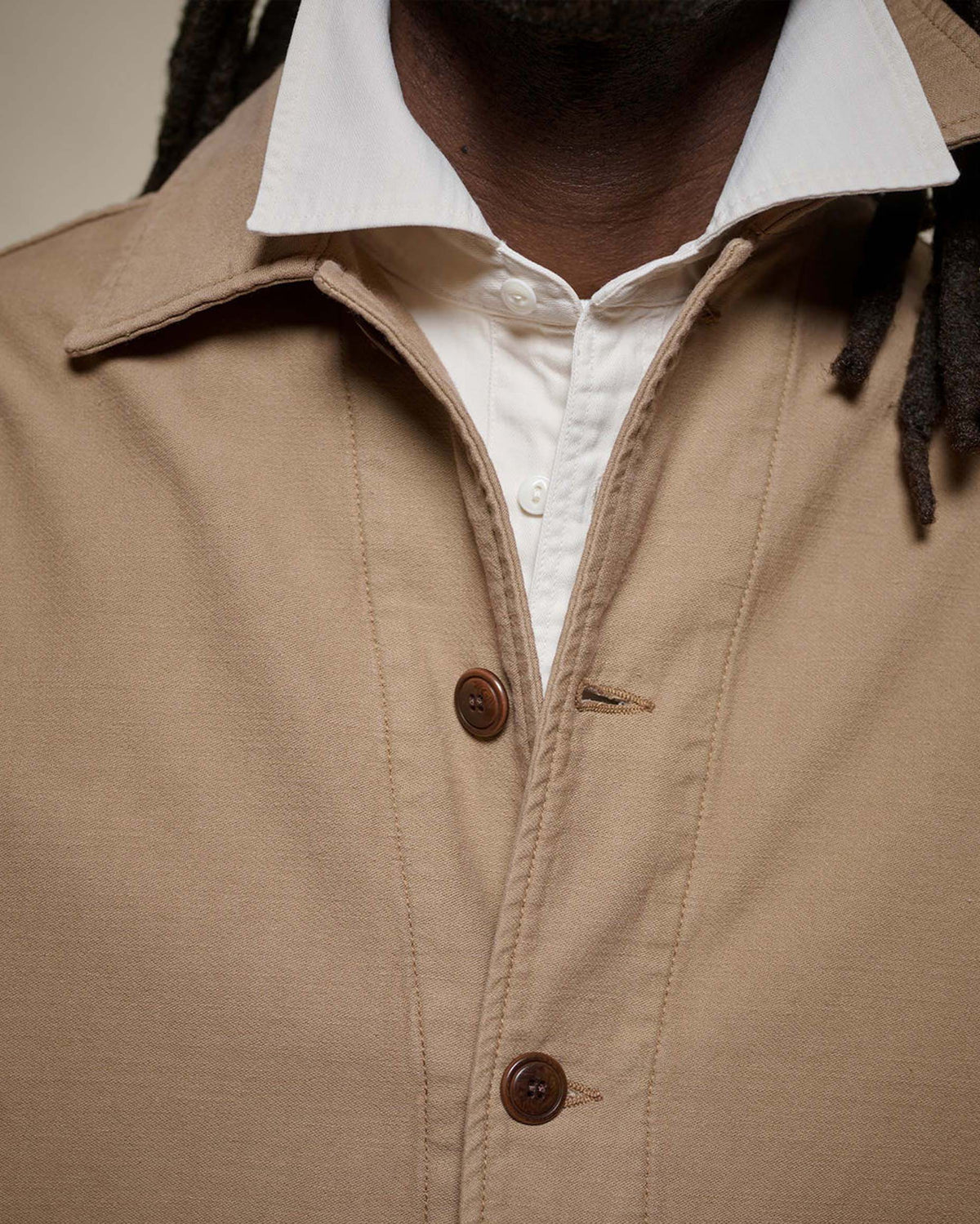 Merz b. Schwanen JKT08SC 9.7oz Cropped Workers Jacket - Dusted Khaki | Merz b. Schwanen Jackets & Coats | Jeanstore