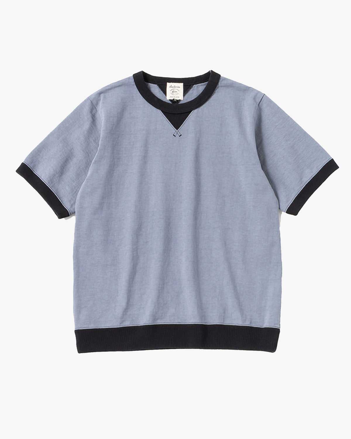 Jackman Dotsume Rib Tee - Wolf Grey / Black