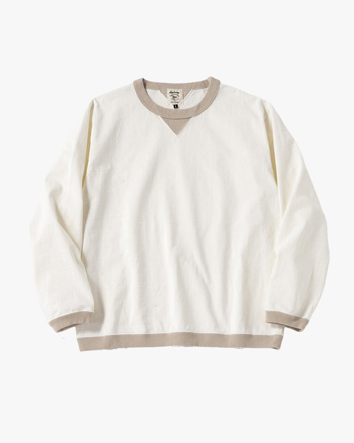 Jackman Dotsume Rib L/S Tee - Off White / Dark Beige