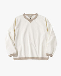 Jackman Dotsume Rib L/S Tee - Off White / Dark Beige