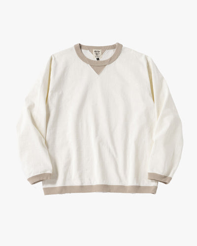 Jackman Dotsume Rib L/S Tee - Off White / Dark Beige