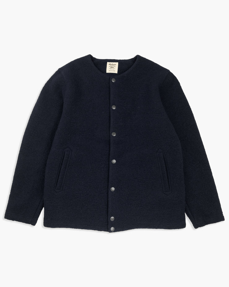 Jackman Wool Collarless Jacket Navy