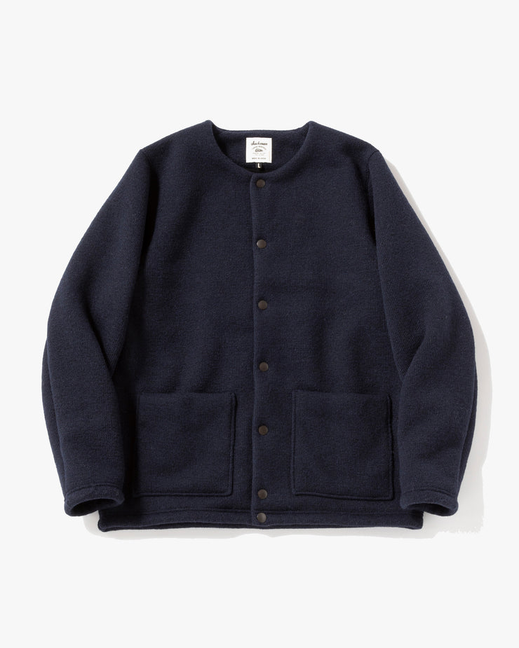 ジャックマン Wool Collarless Jacket Jackman Wool Collarless Jacket - Dark Navy