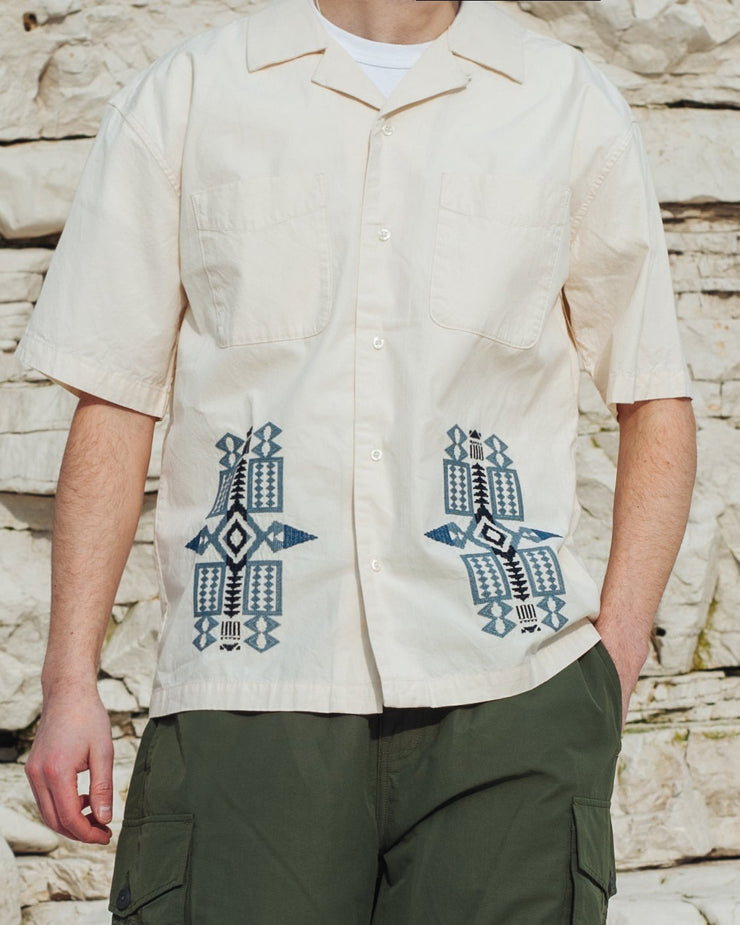 Pendleton Camp Collar Cotton-Linen Shirt - Bone / Fire Legend | Pendleton Shirts | JEANSTORE