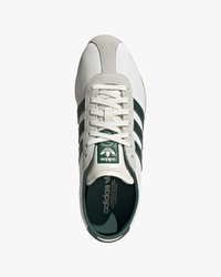 adidas womens tokyo trainers white nylon upper with green stripes top view