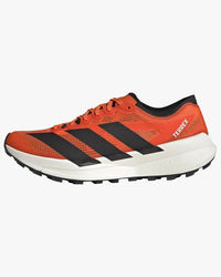 adidas terrex agravic speed 2 trail running trainers orange black from side against white background
