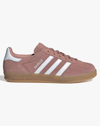 adidas gazelle indoor womens trainers pink white gum pair viewed together