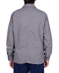 Captain Santors Striped Work Jacket - Blue / Beige