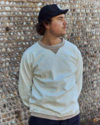 Jackman Dotsume Rib L/S Tee - Off White / Dark Beige