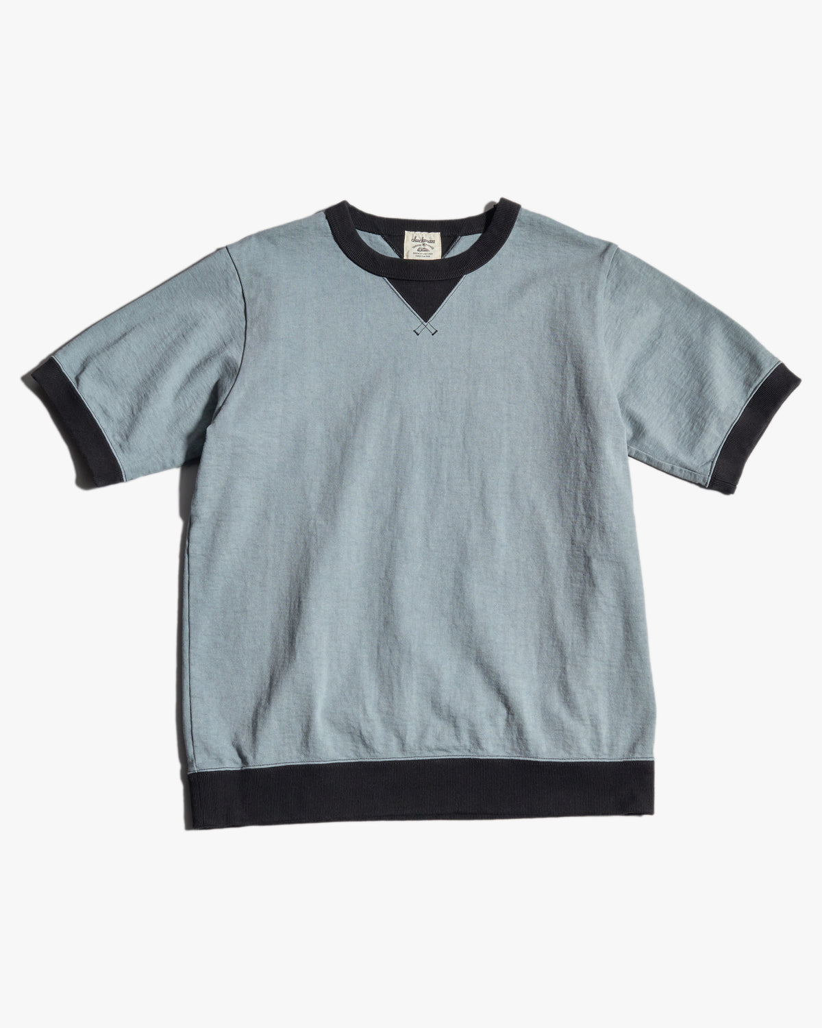 Jackman Dotsume Rib Tee - Wolf Grey / Black | Jackman T Shirts | Jeanstore
