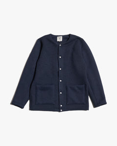 Jackman Wool Collarless Jacket - Dark Navy