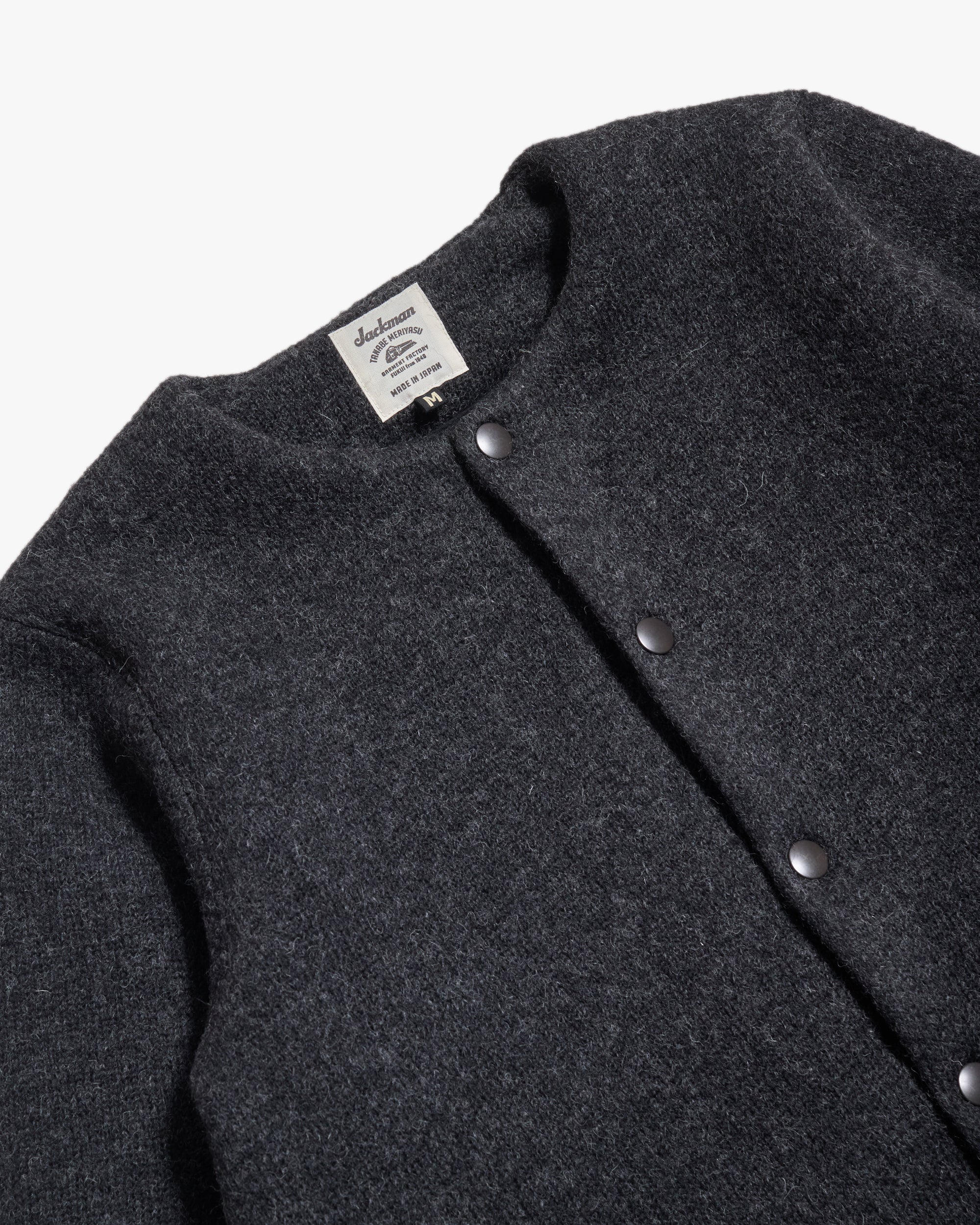 Jackman Wool Collarless Jacket - Heather Black