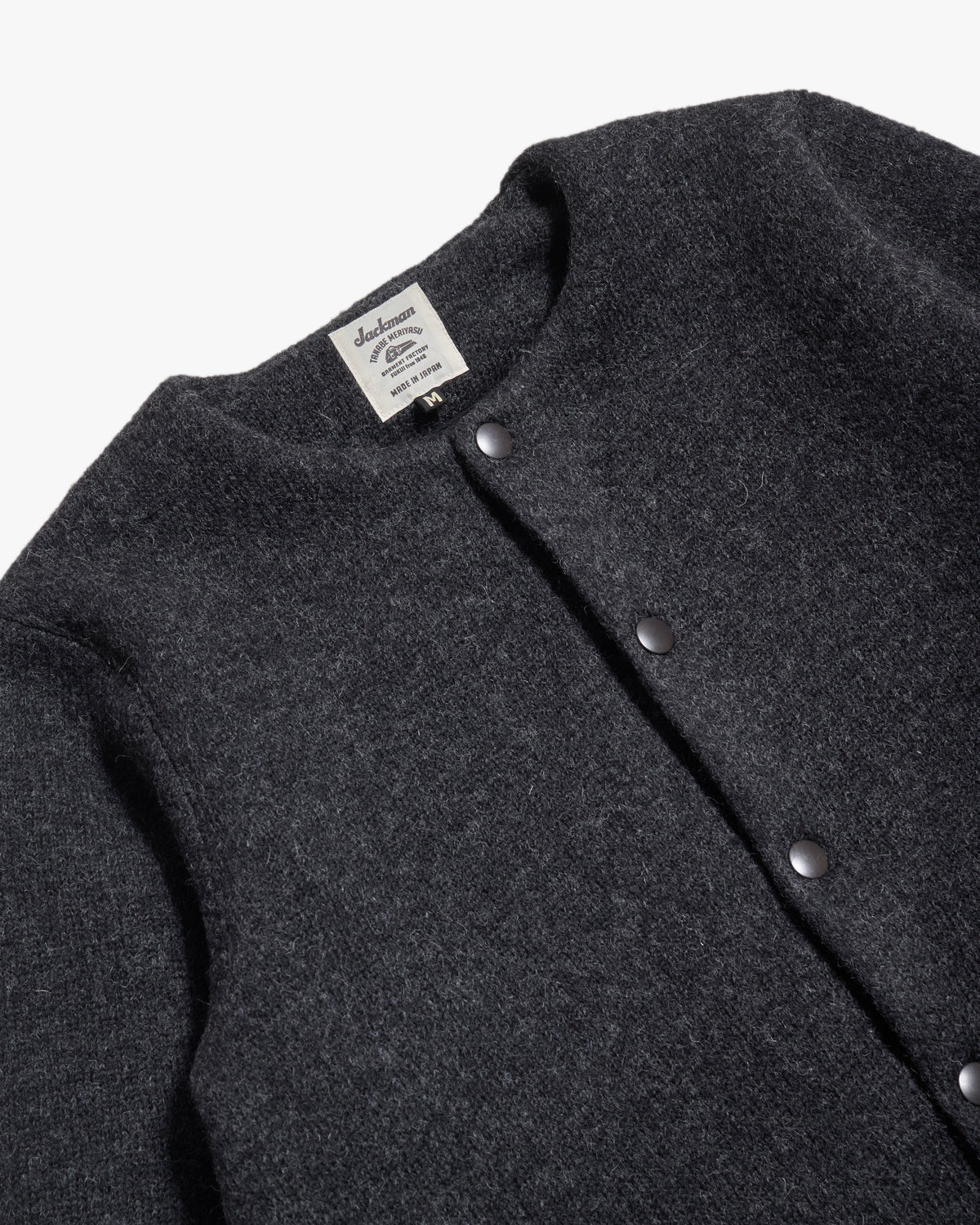 Jackman Wool Collarless Jacket - Heather Black